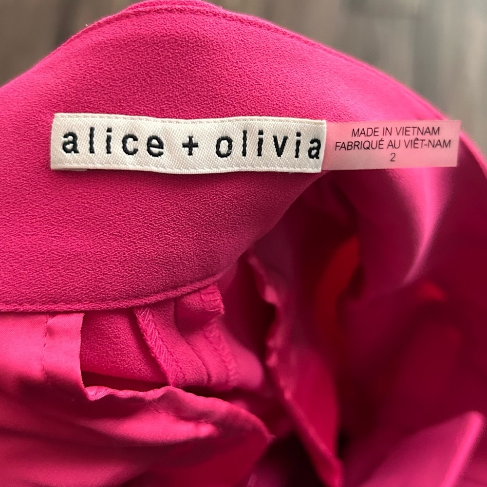 Alice + Olivia Marin Ruffle Top & Shavon Cut Out Wide Leg Pants Set Pink Sz 2/4 - Picture 11 of 12